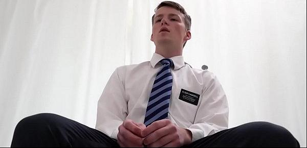  MormonBoyz - Nervous young boy tied up and fingered by dominant priest